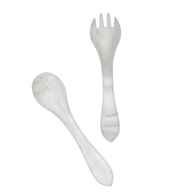 Fork & Spoon Set | White Marble.
